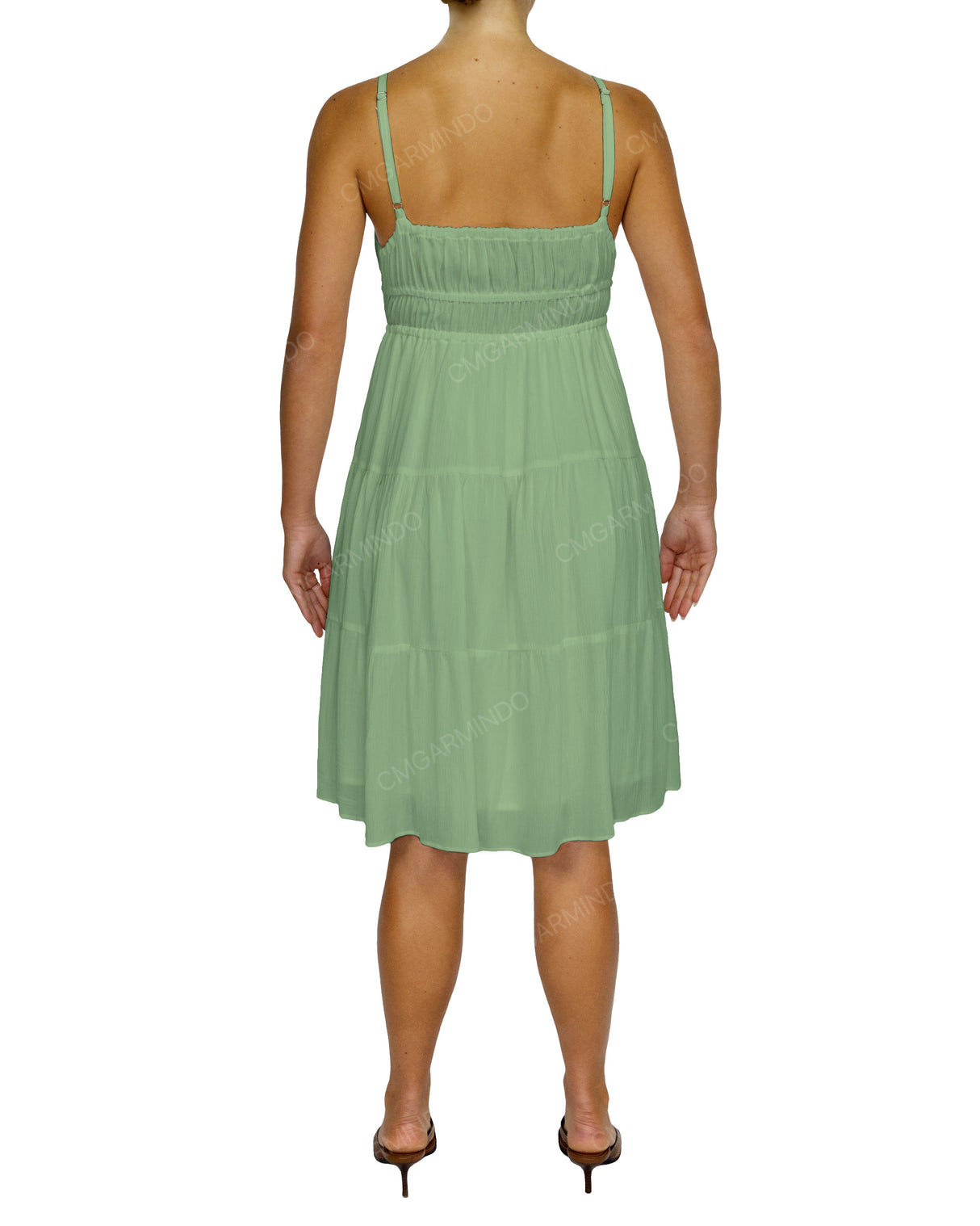 Shirred Waist Tiered Mini Dress