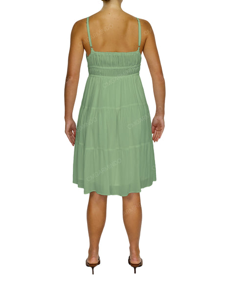 Shirred Waist Tiered Mini Dress