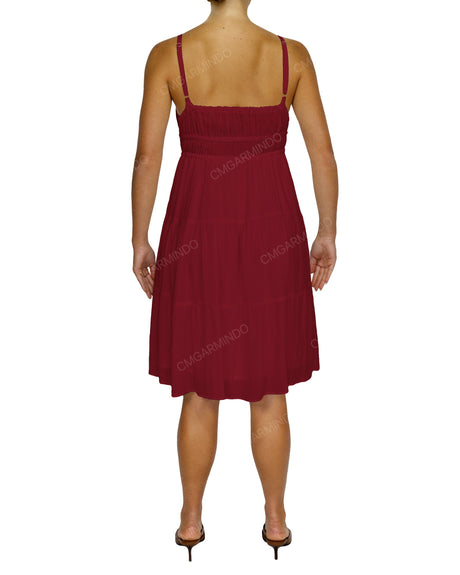 Shirred Waist Tiered Mini Dress