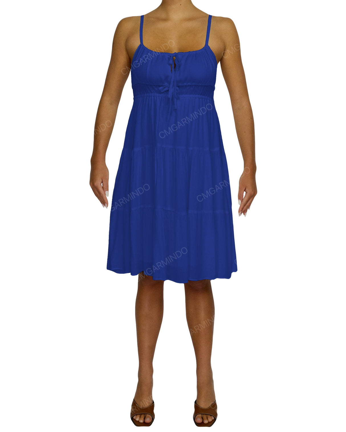 Shirred Waist Tiered Mini Dress