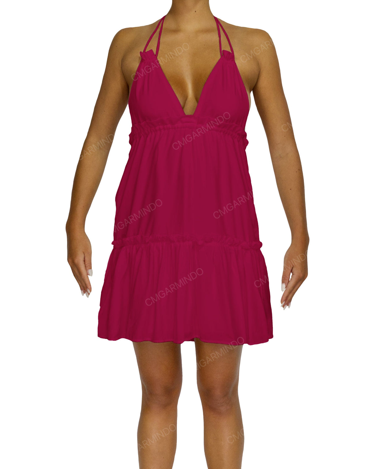 Halter Tie Ruffle Tiered Mini Dress