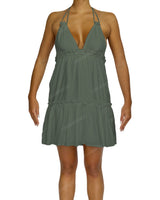 Halter Tie Ruffle Tiered Mini Dress