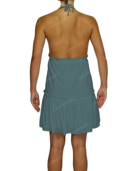 Halter Tie Ruffle Tiered Mini Dress