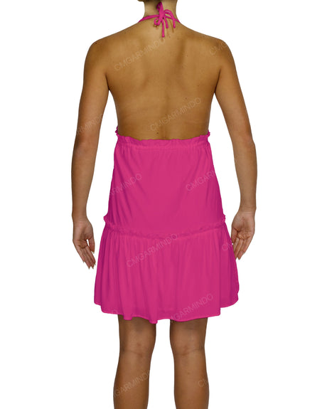 Halter Tie Ruffle Tiered Mini Dress