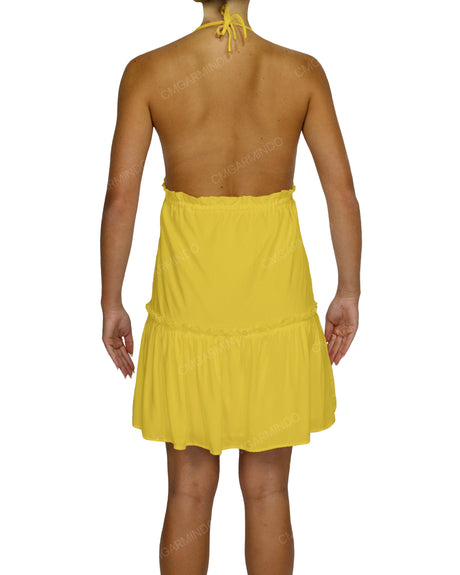 Halter Tie Ruffle Tiered Mini Dress