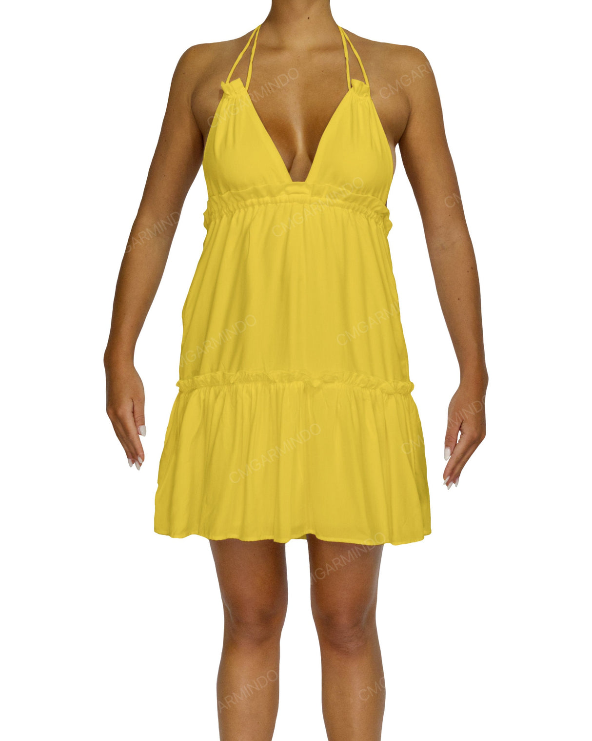 Halter Tie Ruffle Tiered Mini Dress