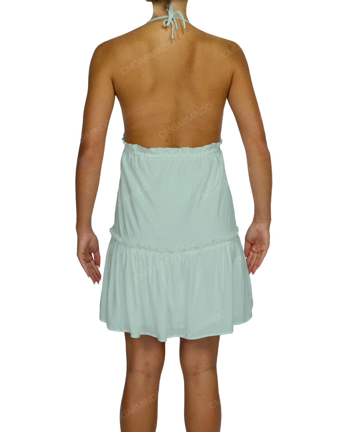 Halter Tie Ruffle Tiered Mini Dress