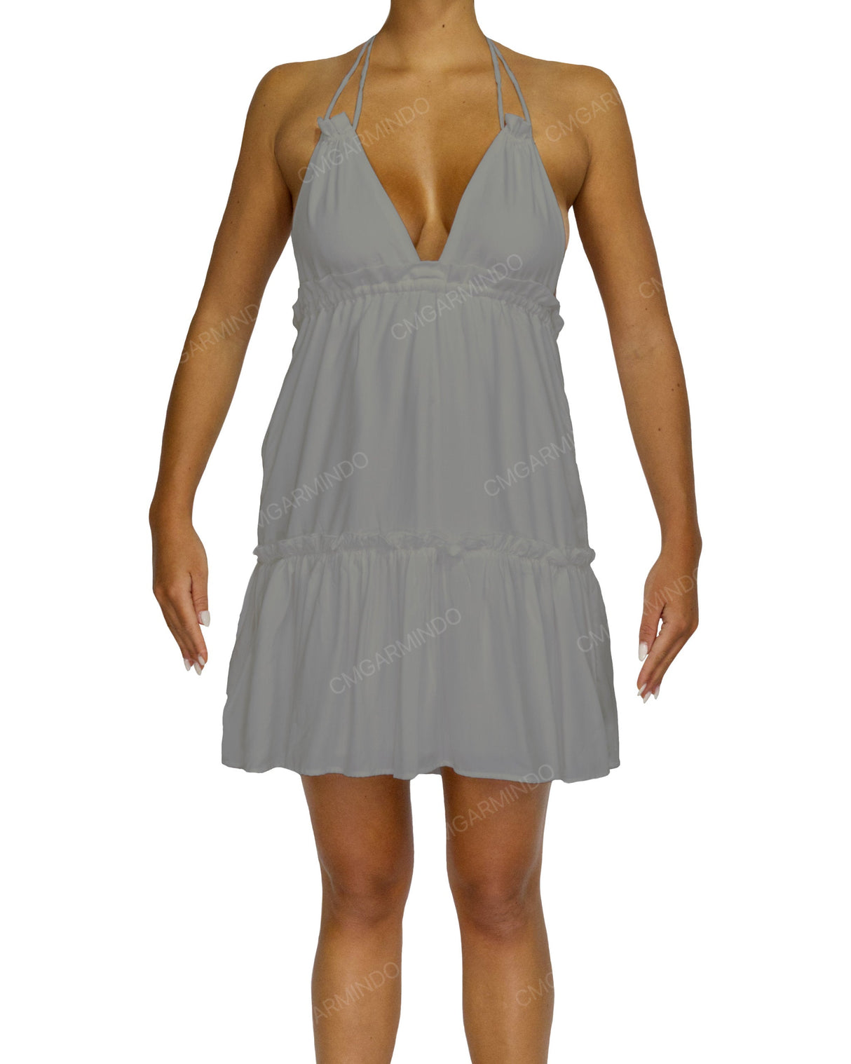 Halter Tie Ruffle Tiered Mini Dress
