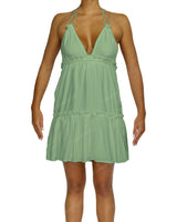 Halter Tie Ruffle Tiered Mini Dress