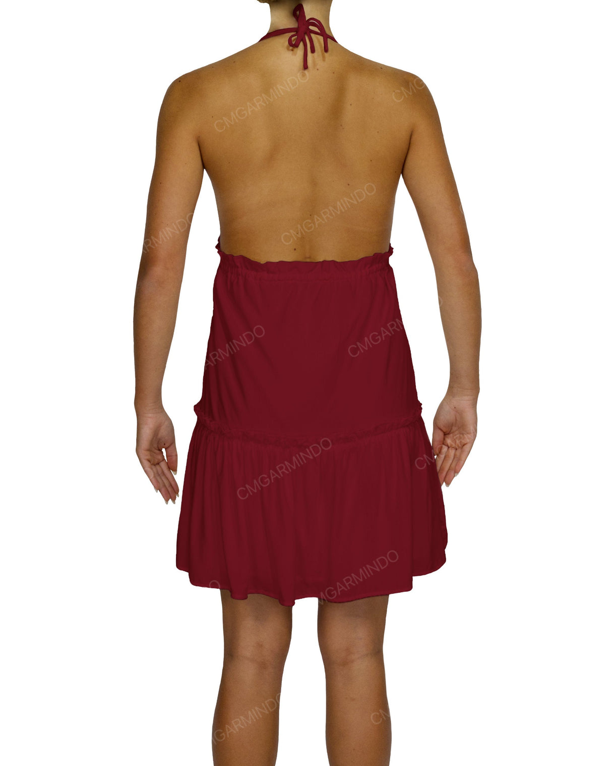 Halter Tie Ruffle Tiered Mini Dress