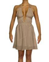Halter Tie Deep V Mini Dress