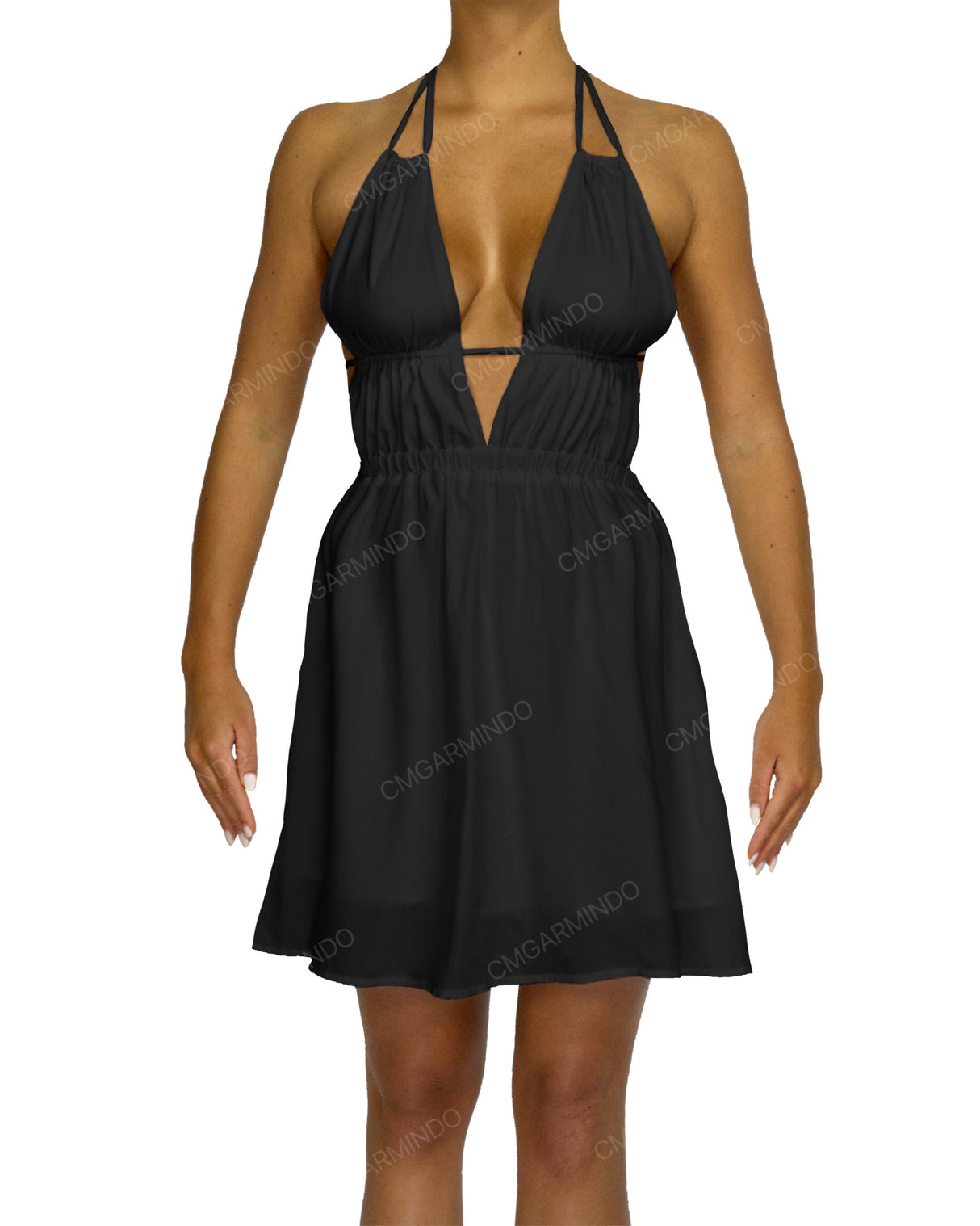 Halter Tie Deep V Mini Dress