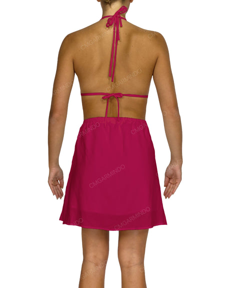 Halter Tie Deep V Mini Dress