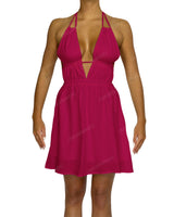 Halter Tie Deep V Mini Dress
