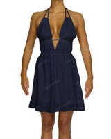 Halter Tie Deep V Mini Dress