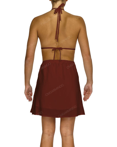 Halter Tie Deep V Mini Dress
