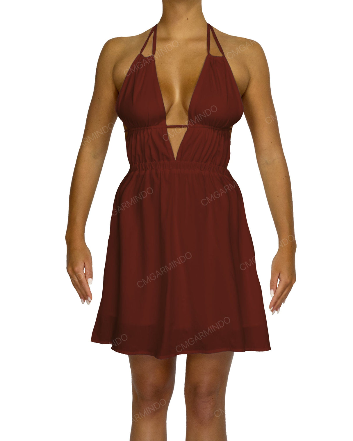 Halter Tie Deep V Mini Dress