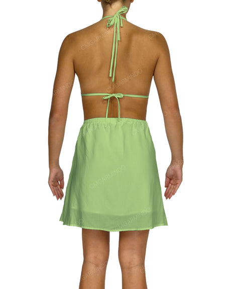Halter Tie Deep V Mini Dress