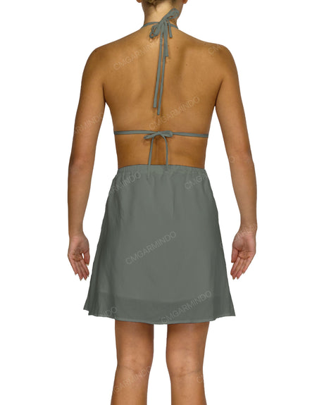 Halter Tie Deep V Mini Dress