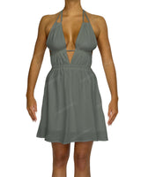 Halter Tie Deep V Mini Dress