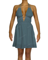Halter Tie Deep V Mini Dress