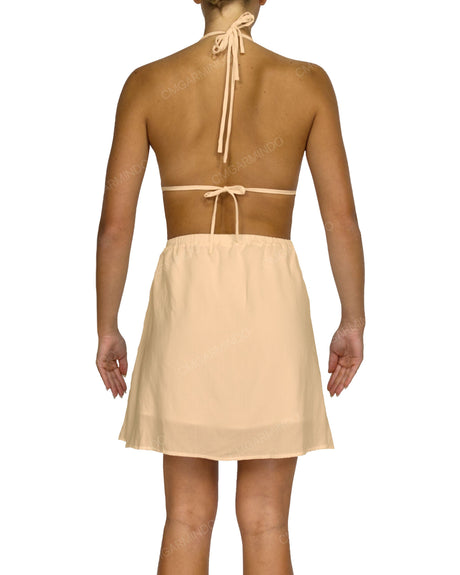 Halter Tie Deep V Mini Dress