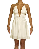 Halter Tie Deep V Mini Dress