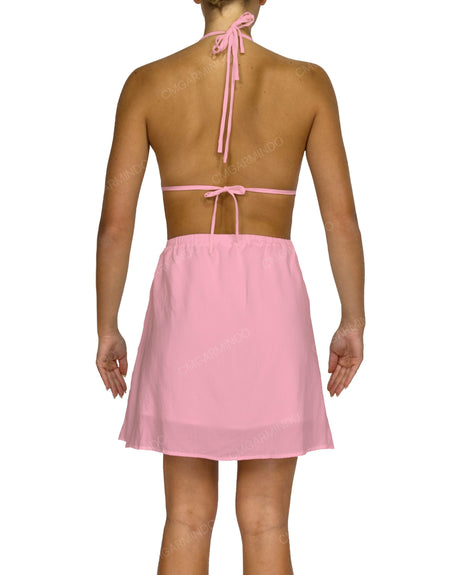 Halter Tie Deep V Mini Dress