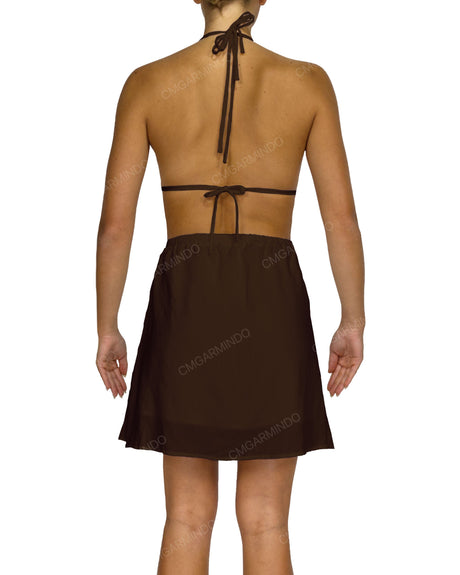 Halter Tie Deep V Mini Dress