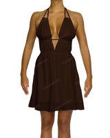 Halter Tie Deep V Mini Dress