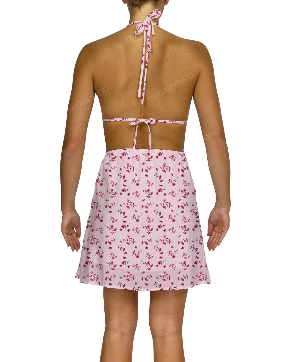 Halter Tie Deep V Mini Dress