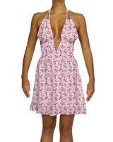 Halter Tie Deep V Mini Dress