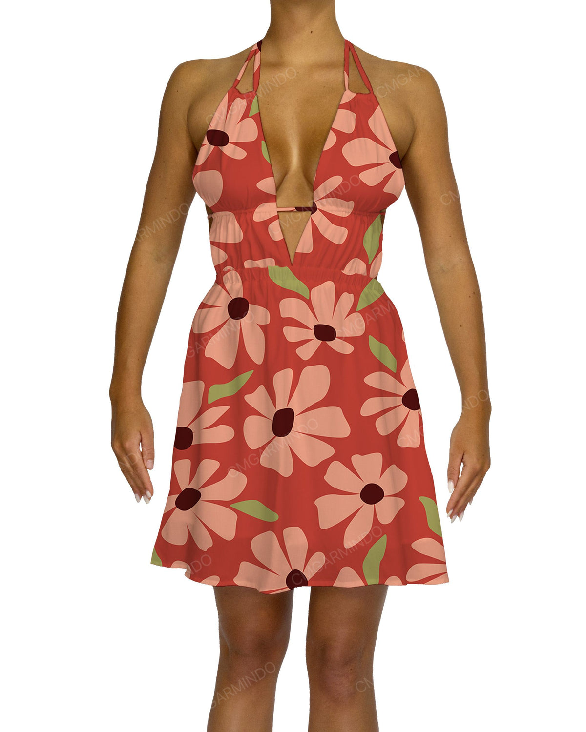 Halter Tie Deep V Mini Dress