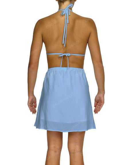 Halter Tie Deep V Mini Dress