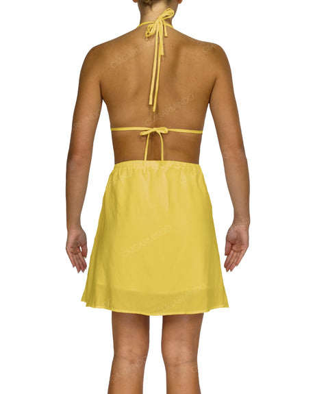 Halter Tie Deep V Mini Dress