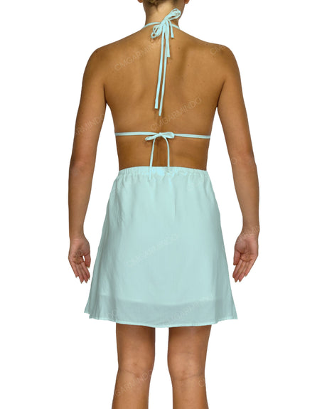 Halter Tie Deep V Mini Dress