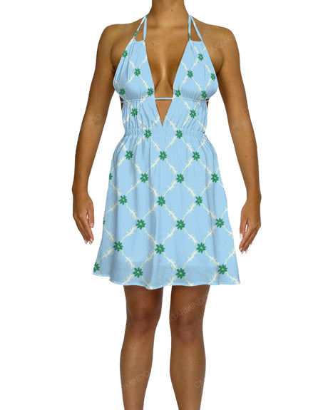Halter Tie Deep V Mini Dress