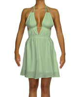 Halter Tie Deep V Mini Dress