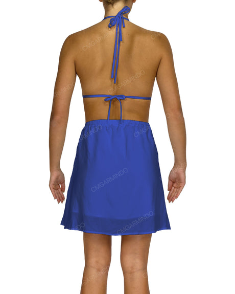 Halter Tie Deep V Mini Dress