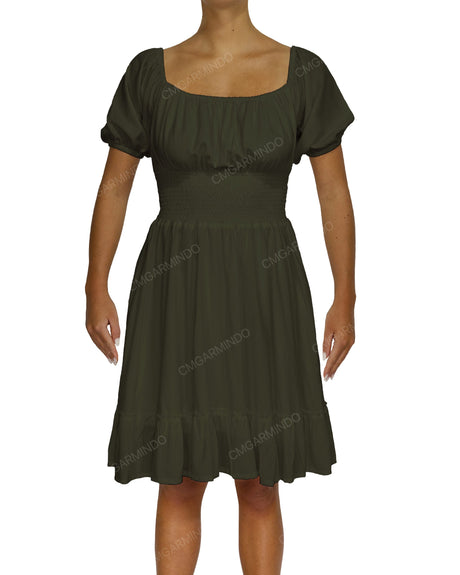 Puff Sleeve Midi Dress