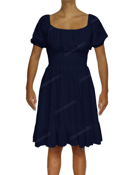 Puff Sleeve Midi Dress