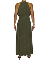 Halter Tie Shirred Waist Maxi Dress