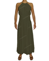 Halter Tie Shirred Waist Maxi Dress