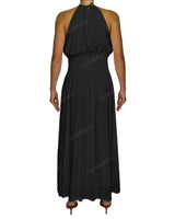 Halter Tie Shirred Waist Maxi Dress
