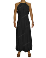 Halter Tie Shirred Waist Maxi Dress