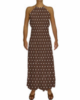 Halter Tie Shirred Waist Maxi Dress