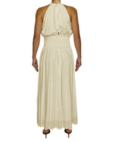 Halter Tie Shirred Waist Maxi Dress