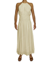 Halter Tie Shirred Waist Maxi Dress