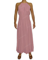 Halter Tie Shirred Waist Maxi Dress