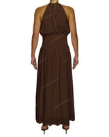 Halter Tie Shirred Waist Maxi Dress